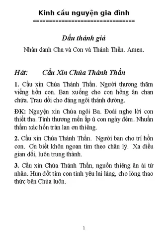 Bài Hát Kinh Chúa Thánh Thần