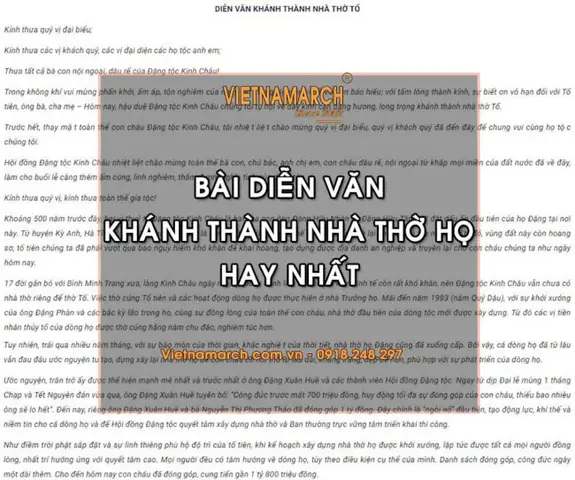 Diễn Văn Khánh Thành Nhà Thờ Họ Hay Nhất Diễn Văn Khánh Thành Nhà Thờ Họ Hay Nhất