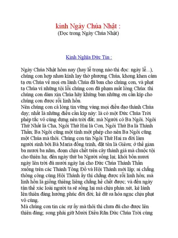 Đọc Kinh Chúa Nhật