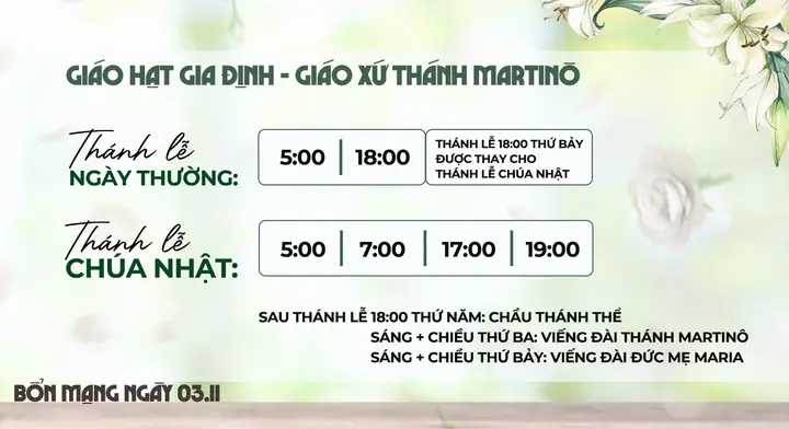 Giờ Lễ Nhà Thờ Bình Thạnh