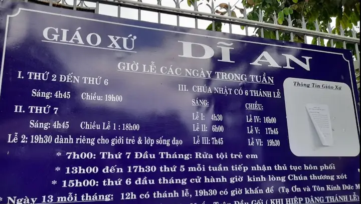 Giờ Lễ Nhà Thờ Dĩ An