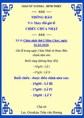 Giờ Lễ Nhà Thờ Fatima Hôm Nay