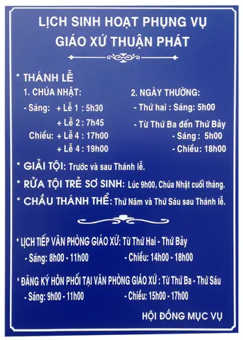 Giờ Lễ Nhà Thờ Quận 7