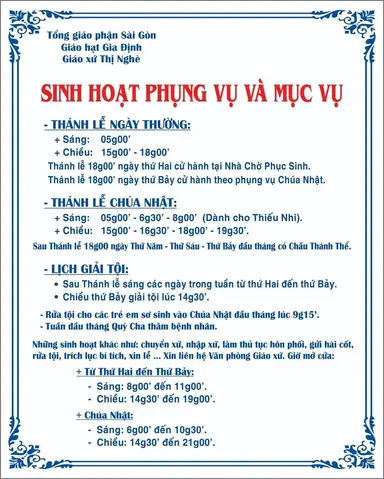 Giờ Lễ Nhà Thờ Thị Nghè