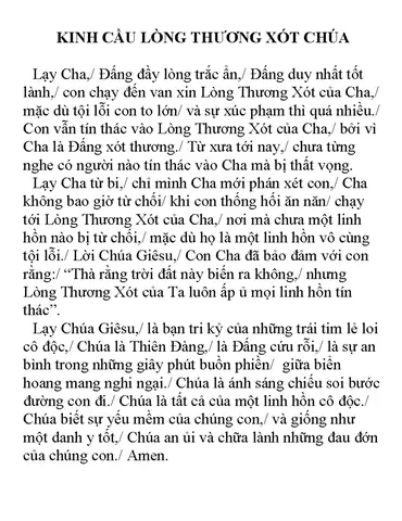 Kinh Chúa Lòng Thương Xót