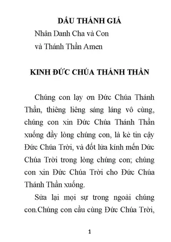 Kinh Chúa Thánh Thần Kinh Chúa Thánh Thần
