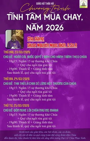 Lịch Giải Tội Nhà Thờ Thái Hà