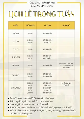 Lịch Lễ Nhà Thờ