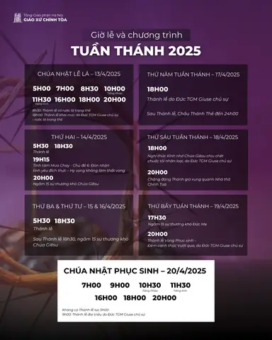 Lịch Lễ Nhà Thờ Lớn Lịch Lễ Nhà Thờ Lớn