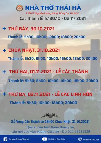 Lịch Lễ Nhà Thờ Thái Hà