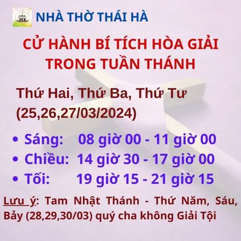 Lịch Xưng Tội Nhà Thờ Thái Hà Lịch Xưng Tội Nhà Thờ Thái Hà