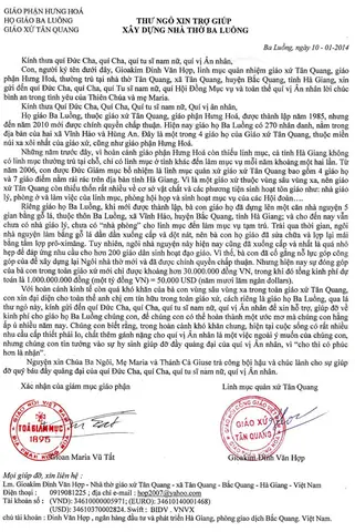 Thư Ngỏ Xin Tiền Xây Dựng Nhà Thờ