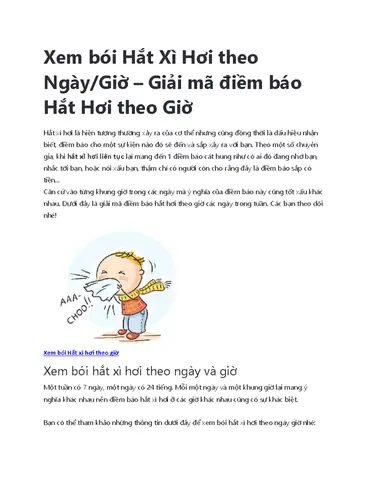 Xem Điềm Báo Hắt Xì Hơi
